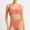 Sasha Bikini Top in Coral Lurex