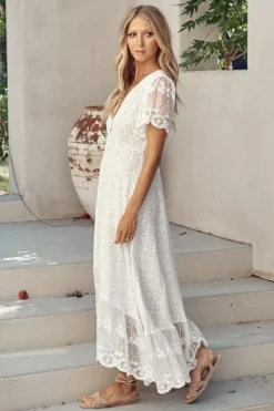 Snow White Lace Maxi Dress Angel