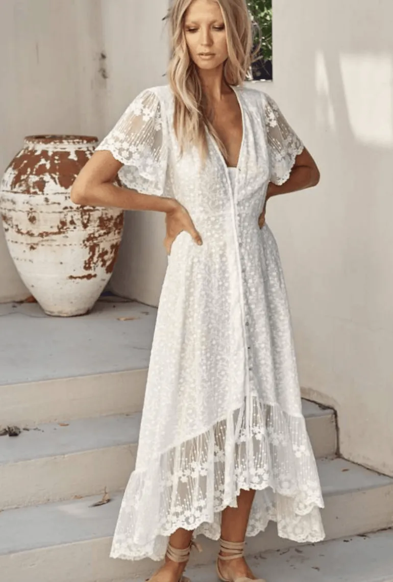 Snow White Lace Maxi Dress Angel