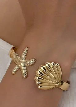 Starfish and Shell Cuff Bracelet