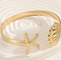 Starfish and Shell Cuff Bracelet