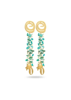 Stone Beads Tassel Earrings