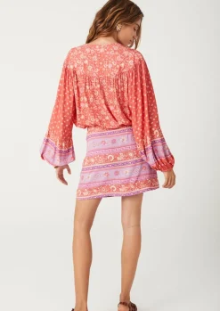 Sunshine Bandit Wrap Mini Skirt Cayenne