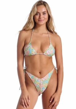 Susan Triangle Bikini Set in Pastel Neon Floral