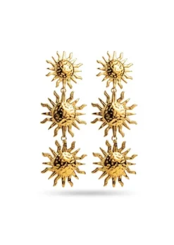 Triple Sun Pendant Earrings