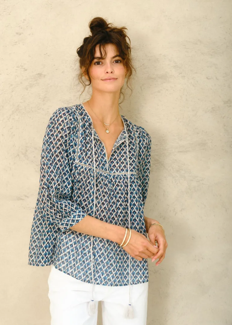 Viti Print Gathered Top