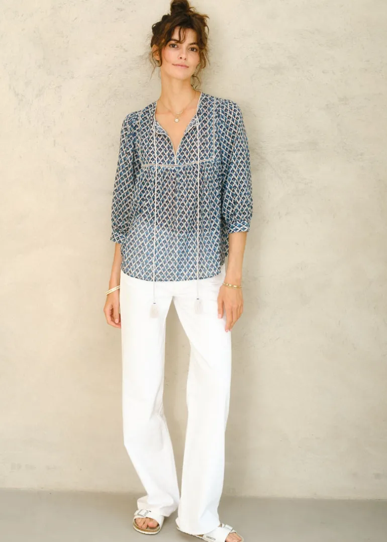 Viti Print Gathered Top