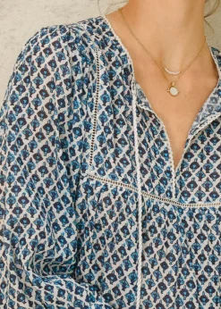 Viti Print Gathered Top