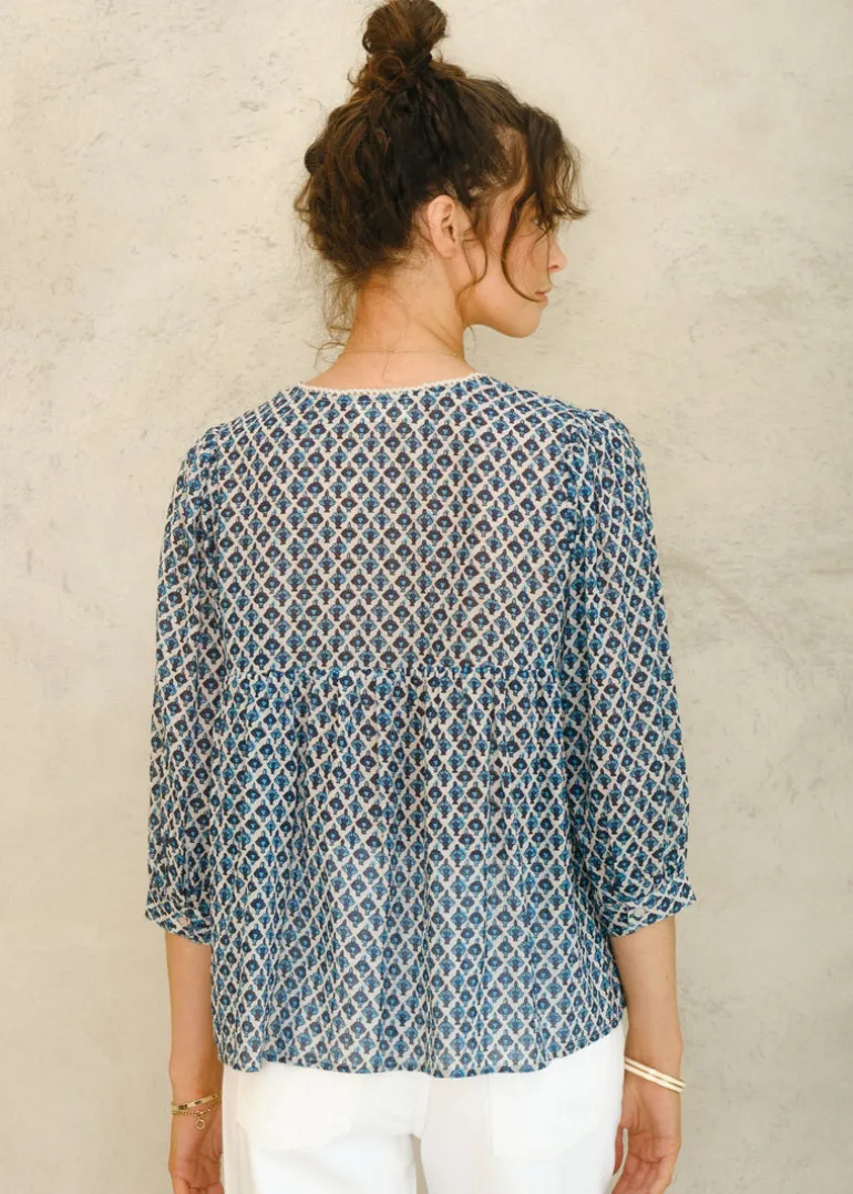Viti Print Gathered Top