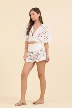 White Box Eyelet Kimono Top