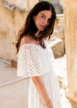 White Broderie Anglaise Maxi Dress Sicily