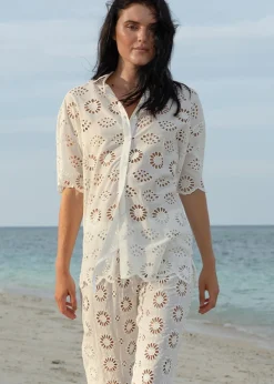 White Broderie Anglaise Shirt Mira