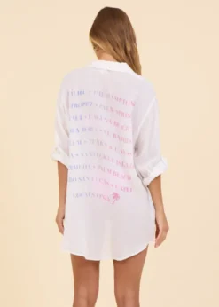 White Cotton Printed Shirt