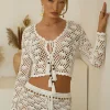 White Crochet Cardigan Sea Shells