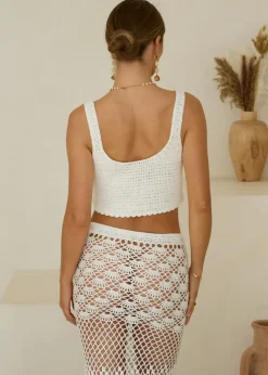 White Crop Top Sea Shells