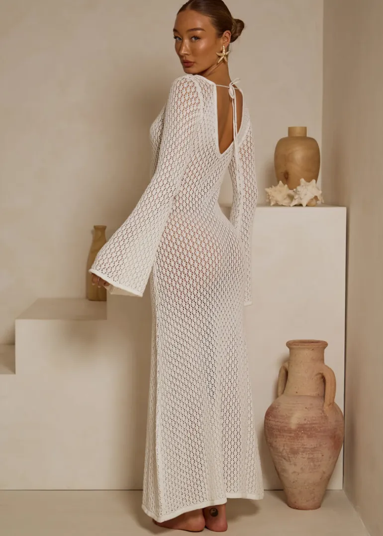 White Maxi Crochet knit Dress Santa Monica