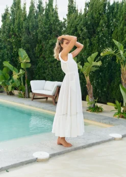 White Mirage Embroidered Carmen Maxi Dress