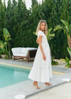 White Mirage Embroidered Carmen Maxi Dress