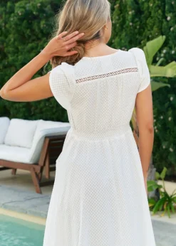 White Mirage Embroidered Carmen Maxi Dress