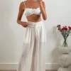 White Stretchy Lace Palazzo Pants Ibiza
