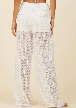 White Vertical Crochet Cargos