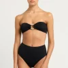x Georgia Fowler Ring Tie Back Bikini Top in Black Tiger