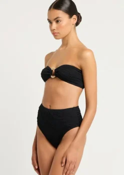 x Georgia Fowler Ring Tie Back Bikini Top in Black Tiger
