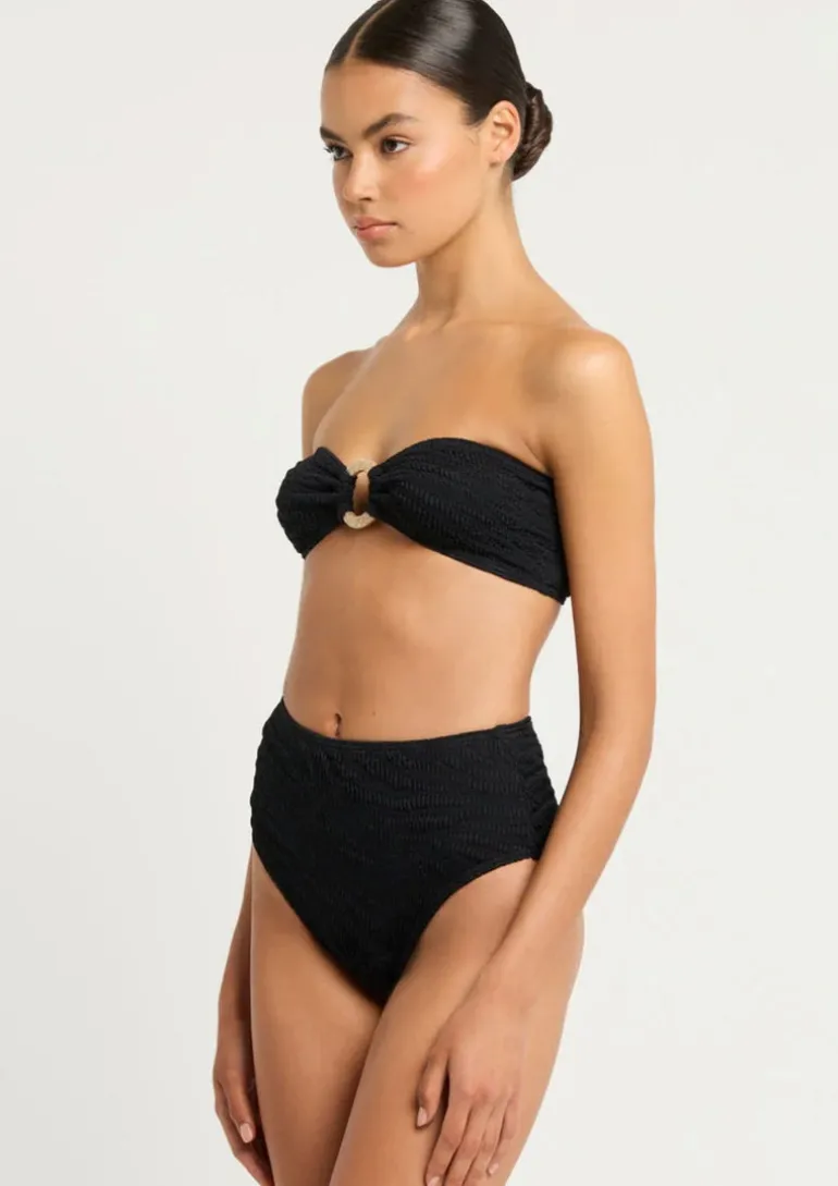 x Georgia Fowler Ring Tie Back Bikini Top in Black Tiger