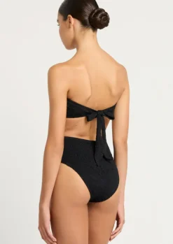 x Georgia Fowler Ring Tie Back Bikini Top in Black Tiger