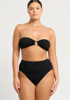x Georgia Fowler Ring Tie Back Bikini Top in Black Tiger