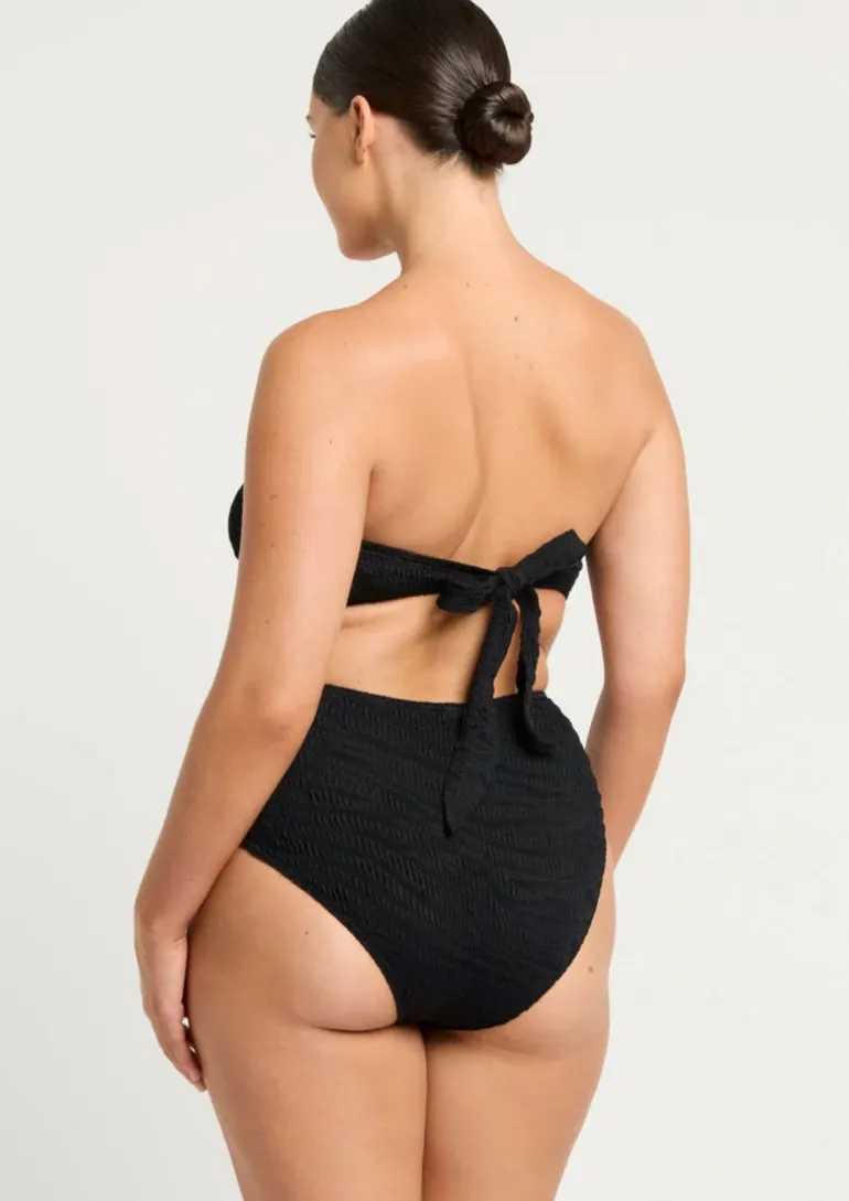 x Georgia Fowler Ring Tie Back Bikini Top in Black Tiger