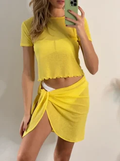 Yellow Short Sleeved Mesh T-shirt